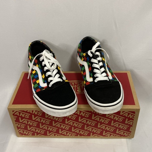 Vans Off the Wall Ward Party Time Multi-Colored Checkers Skate Shoes Size 4.5 - Picture 2 of 6